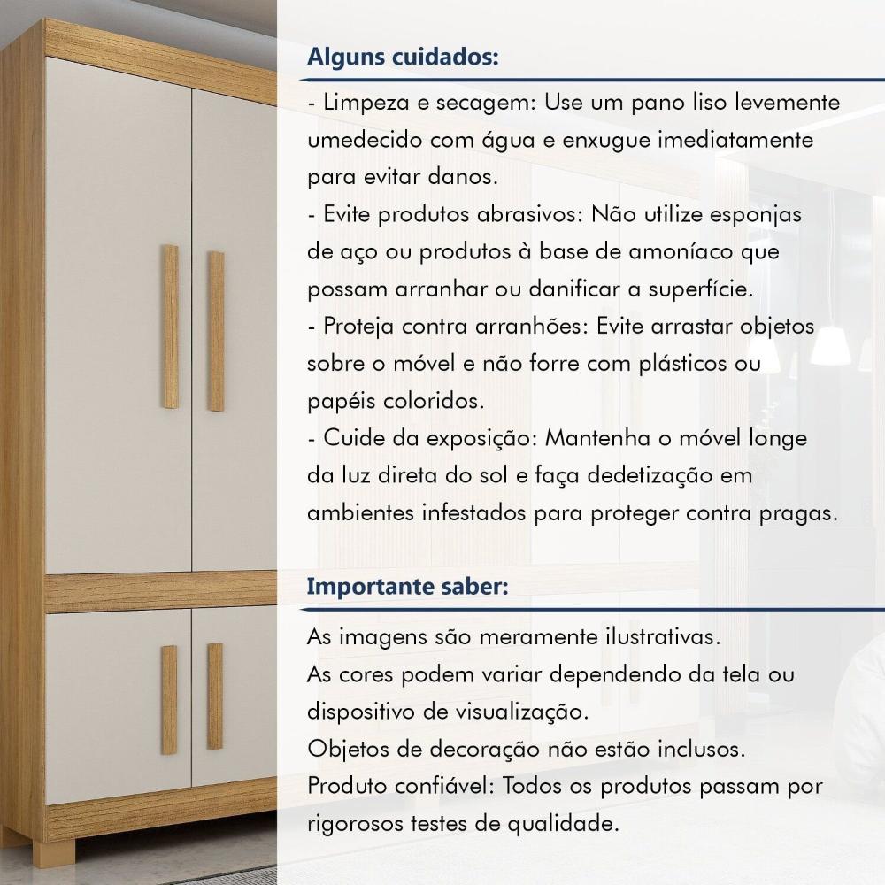Guarda-roupa Casal 10 Portas 100% Mdf Lucca Cinamomo/Off White