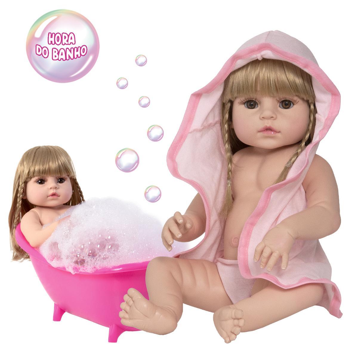 Miniatura Boneca Bebê Reborn Menina Loira Princesa Realista + 20 Itens
