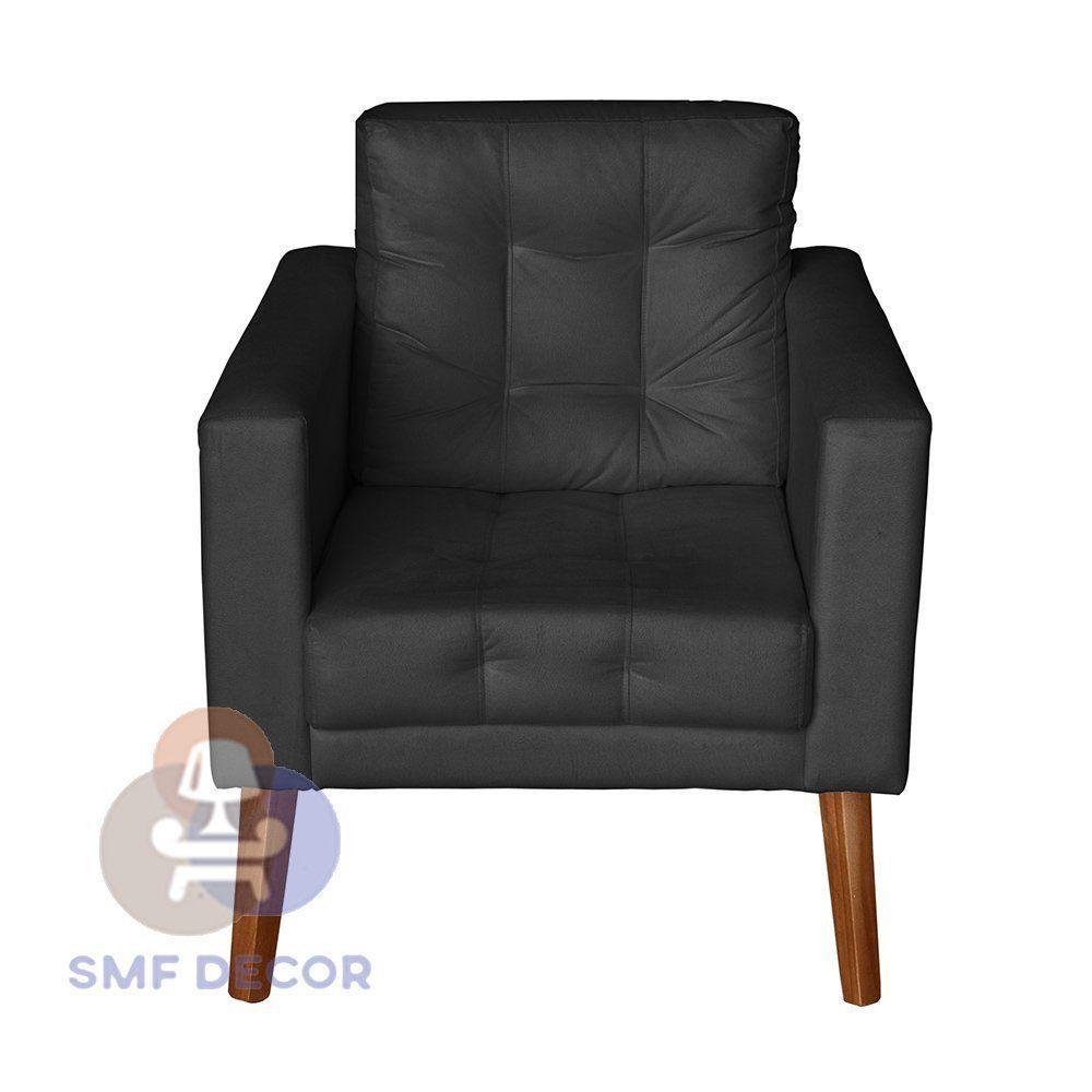Miniatura Sofá-poltrona-cadeira Decorativa Glamour Dubai Com Pés Em Madeira Preto