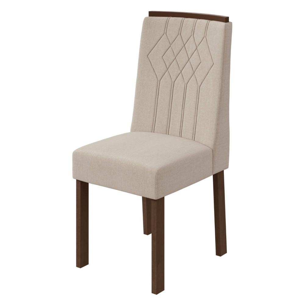 Miniatura Conjunto 6 Cadeiras Exclusive Móveis Lopas Imbuia Clean/Linho Rinzai Bege