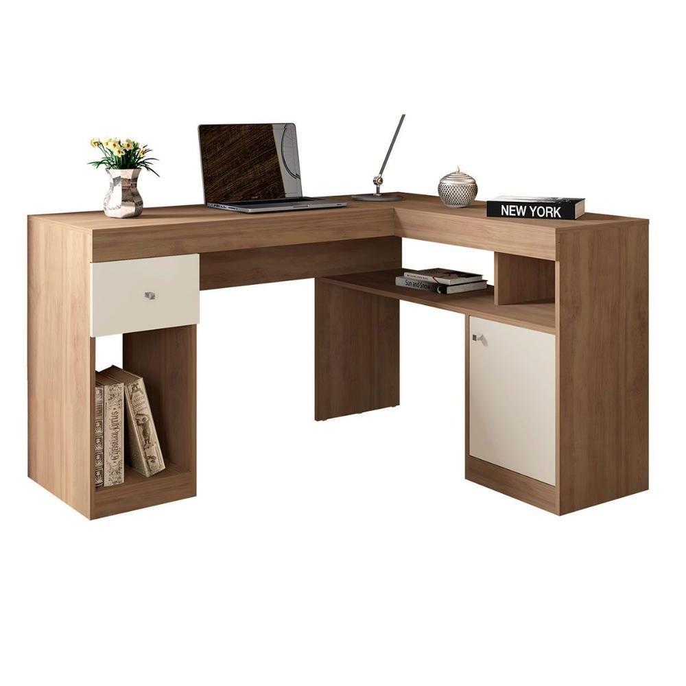Miniatura Mesa Computador Nilo Com 1 Porta E 1 Gaveta Lamina Mel Off White Caemmun