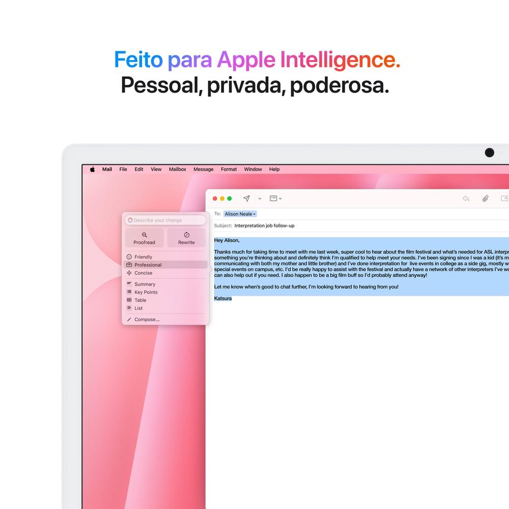 Miniatura iMac 24", M4, CPU 10 núcleos e GPU 10 núcleos, Memória Unificada 16GB, 256GB SSD - Rosa