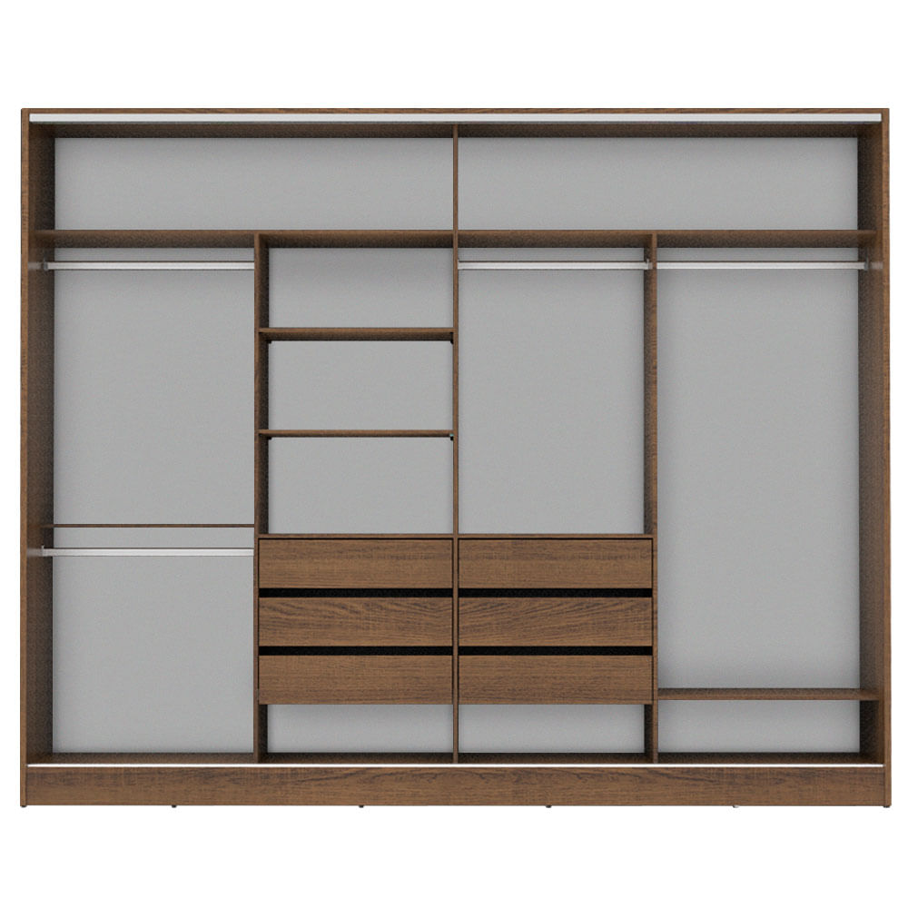 Miniatura Guarda-Roupa Casal Madesa Cronos 4 Portas de Correr com Espelhos Rustic Cor:Rustic
