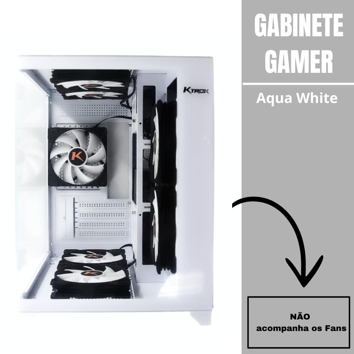 Miniatura Gabinete Gamer Cubo Branco Aqua White Lateral Frente Vidro
