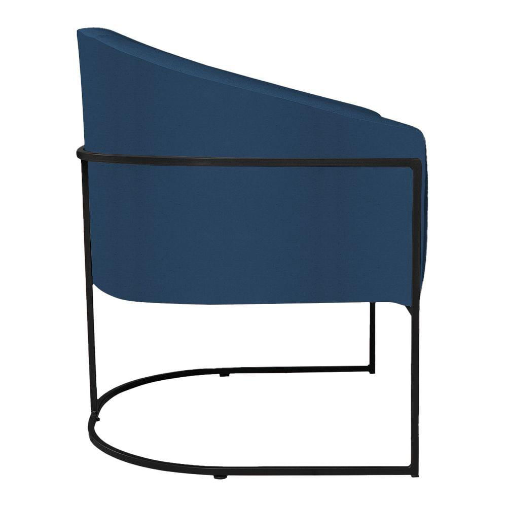 Miniatura Poltrona Decorativa Luiza Base De Ferro Preto Suede - Doce Sonho Móveis Azul Marinho