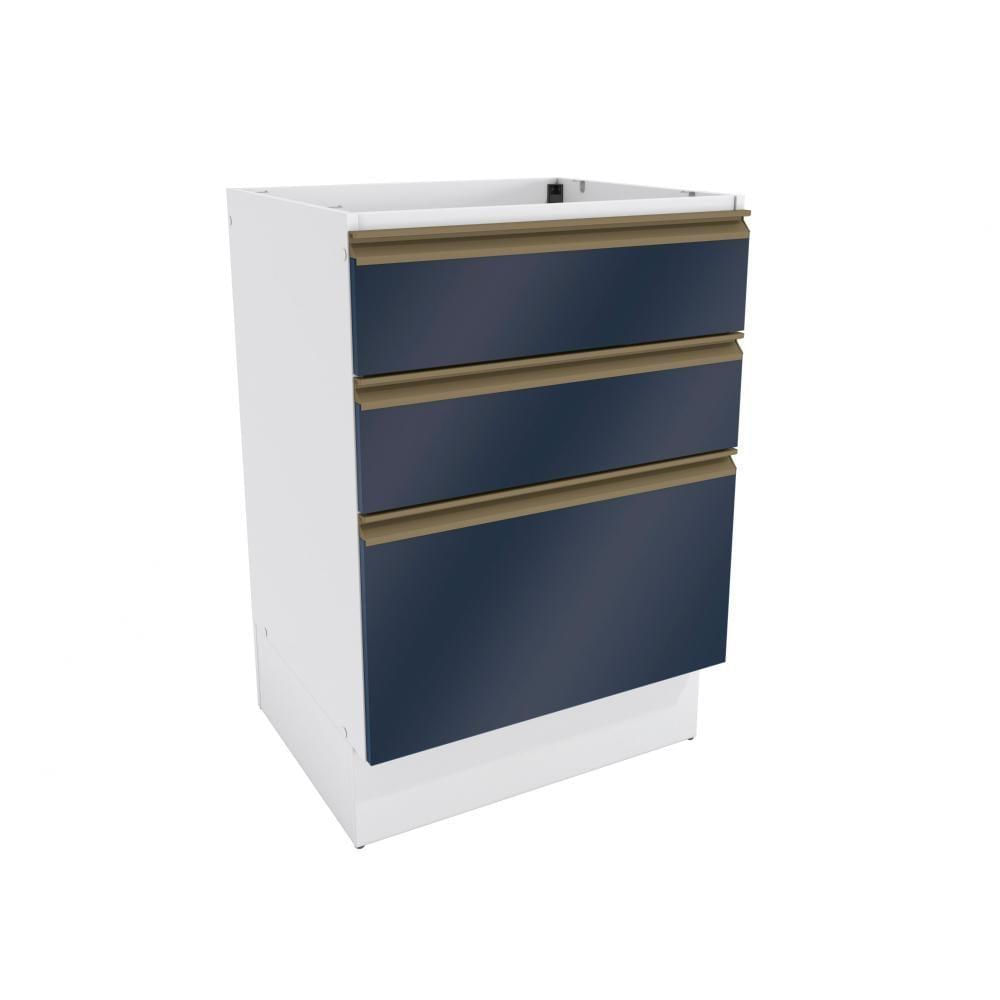Miniatura Balcão 3 Gavetas Kappesberg Celeste 100% Mdf Branco-azul Profundo 60cm