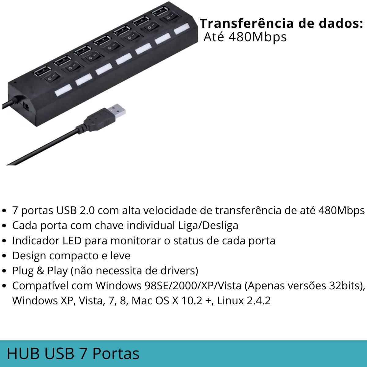 Hub Usb 7 Portas - Potencialize Seu Setup Profissional