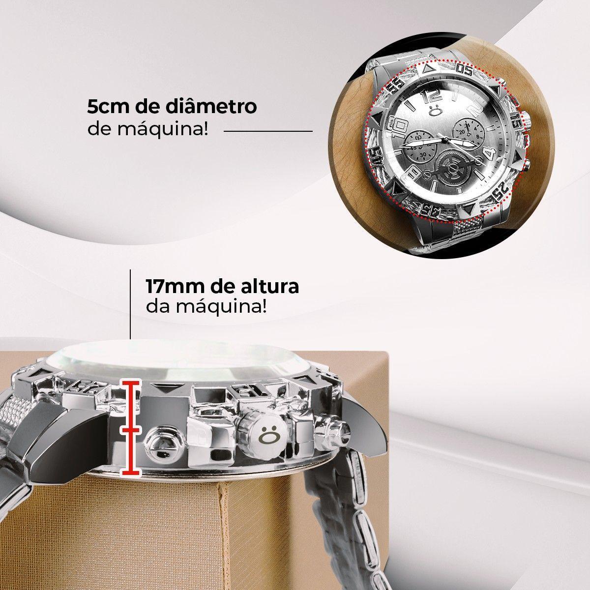 Miniatura Relogio Prata Caixa Masculino Aço Inox Personalizado