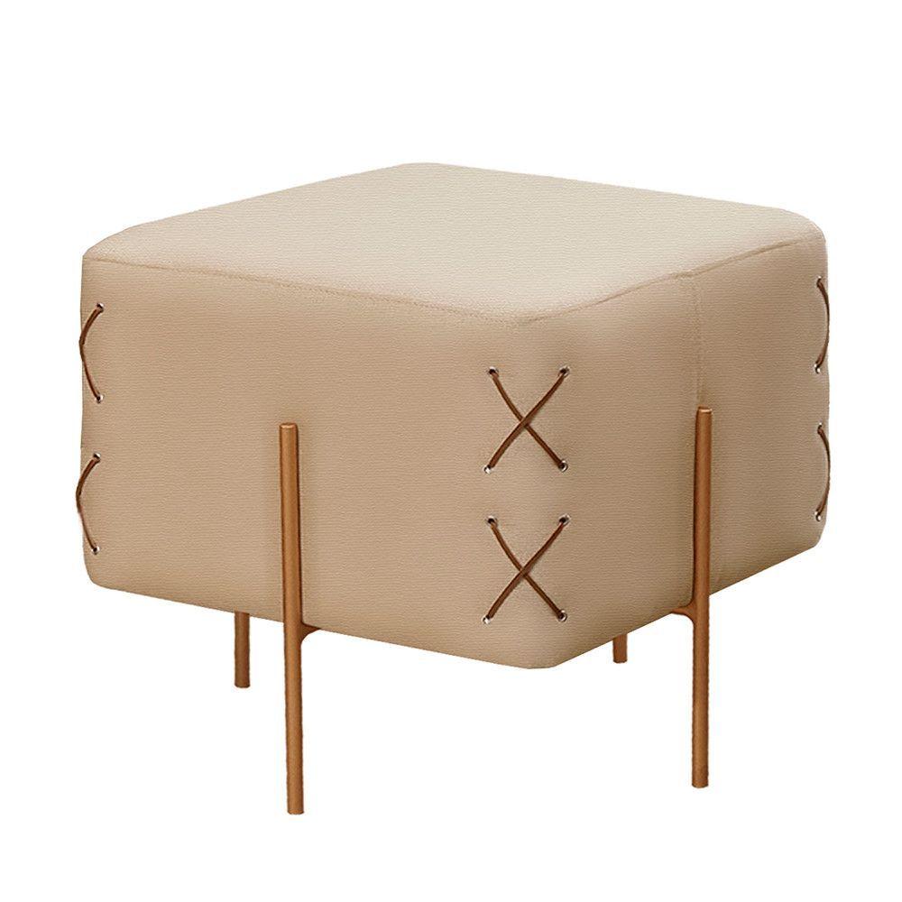 Miniatura Puff Banqueta Luxo Eros Castellar Móbile Bege Claro