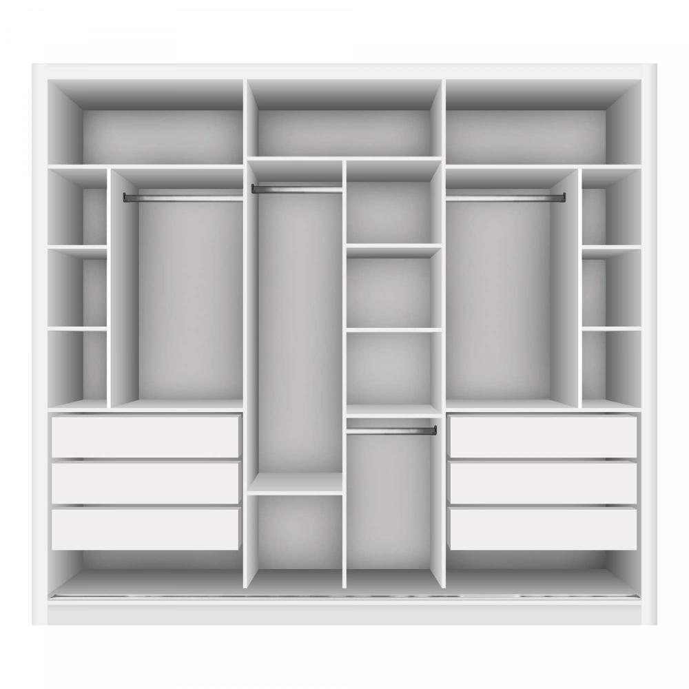 Guarda Roupa Casal com 9 Espelho 3 Portas Ravena Espresso Móveis Branco Guarda Roupa Casal com 9 Espelho 3 Portas Ravena Yescasa Branco