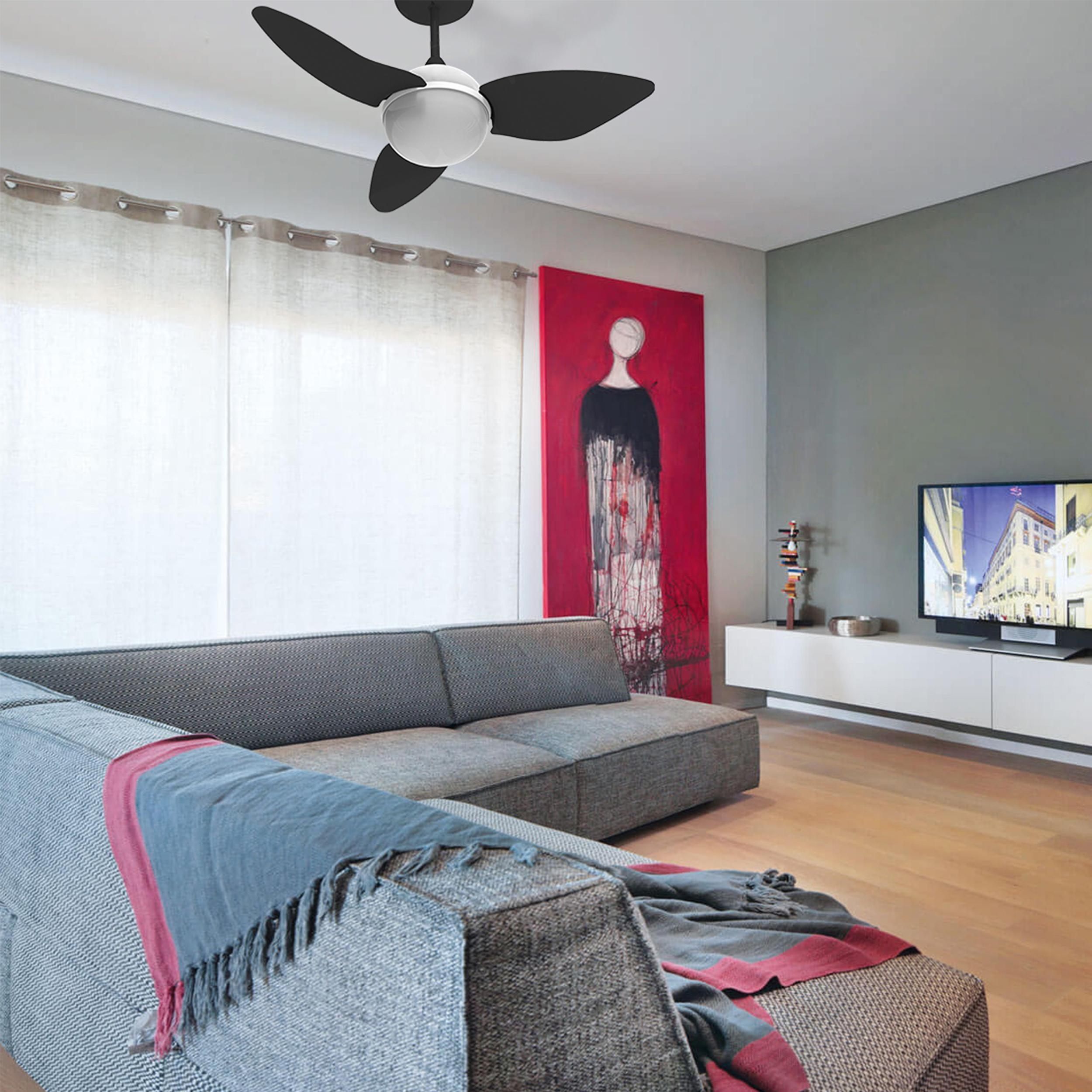 Miniatura Ventilador Teto Aliseu Smart Preto Controle Remoto E Parede