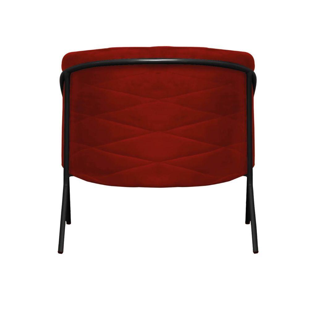 Miniatura Kit 07 Poltrona Cadeira Roni Luxo Industrial Ferro Preto Suede Bordô