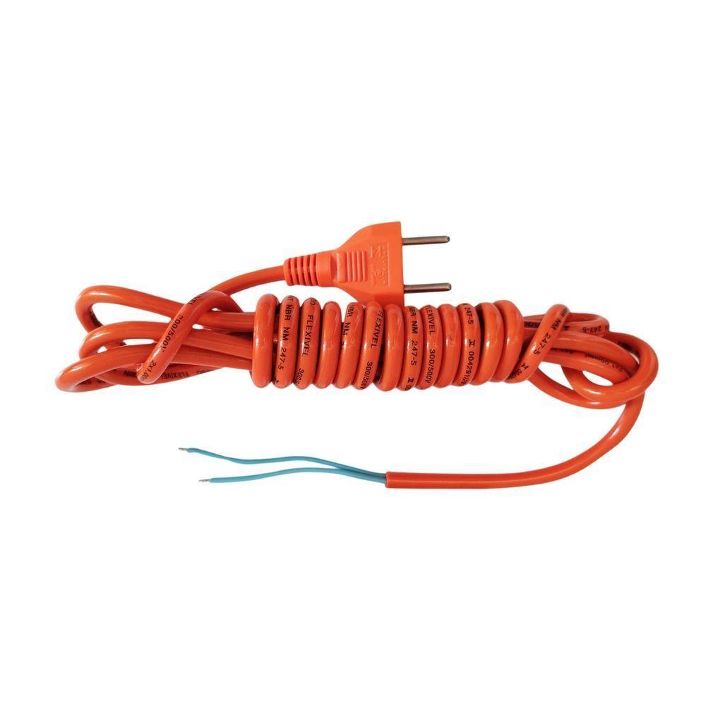 Miniatura Cabo Fio Secador De Cabelo 2x1,0mm 3mt 10a Taiff Laranja Original