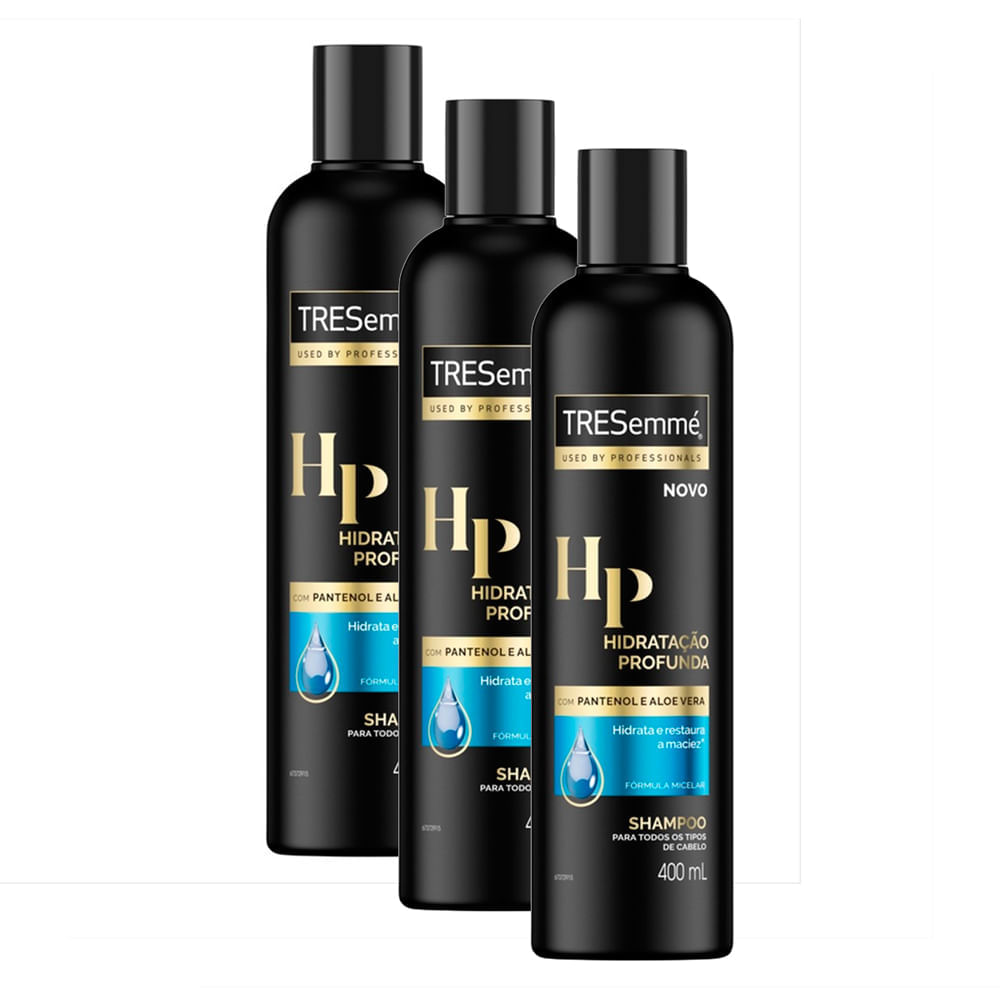 Miniatura Shampoo TRESemmé Hidratação Profunda 400ml | Kit com três unidades