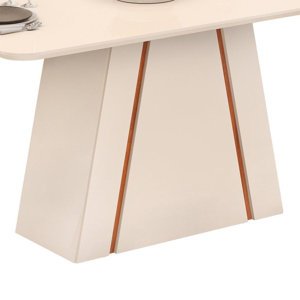 Mesa Gabi 1,70 com 6 Cadeiras Yasmin Off White/ Freijo/ Lunar