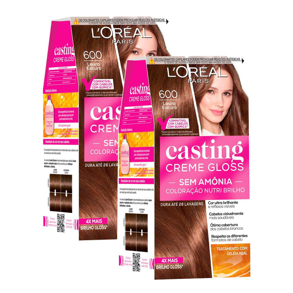 Miniatura Tintura Casting Creme Gloss L'oréal Paris 600 Louro Escuro | Kit com duas unidades