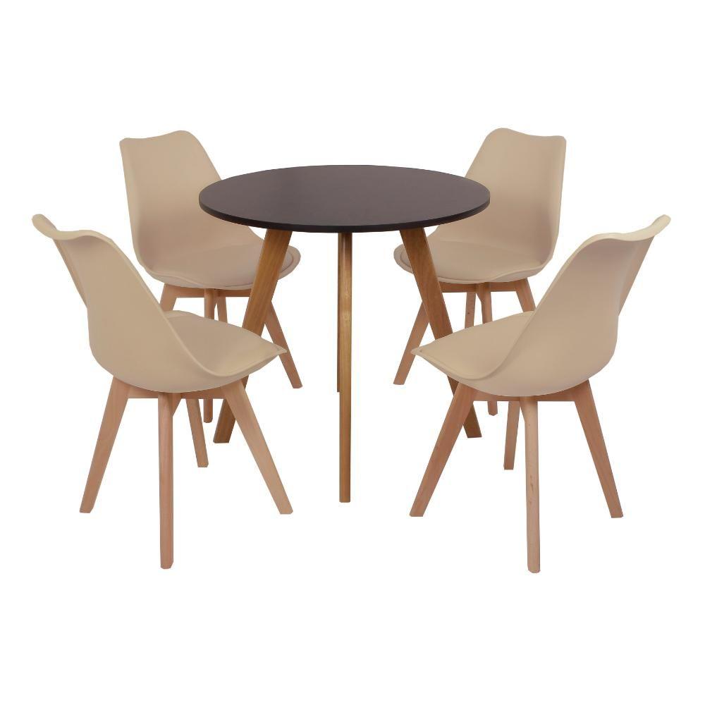 Miniatura Mesa Laura 80cm Preta e 4 Cadeiras Leda Nude