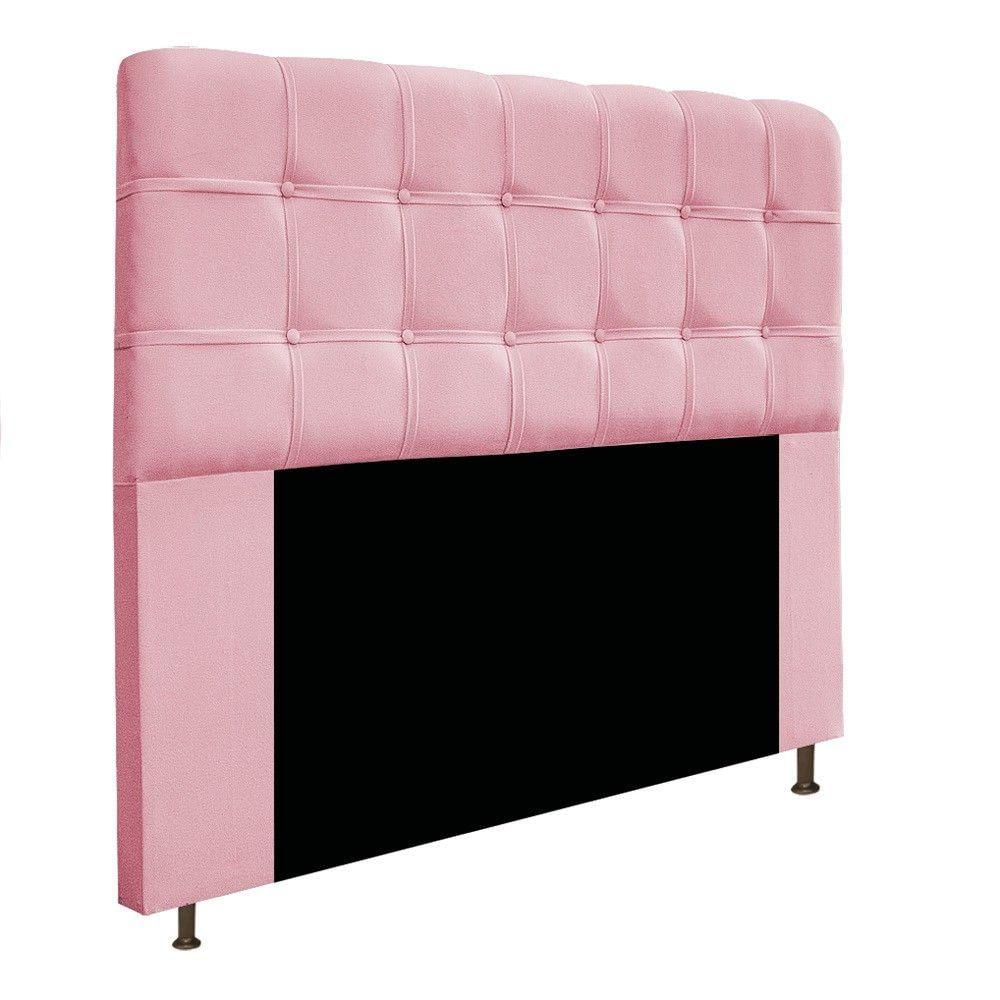 Miniatura Cabeceira140 Cm Casal Com Botonê Suede Rosa Bebê