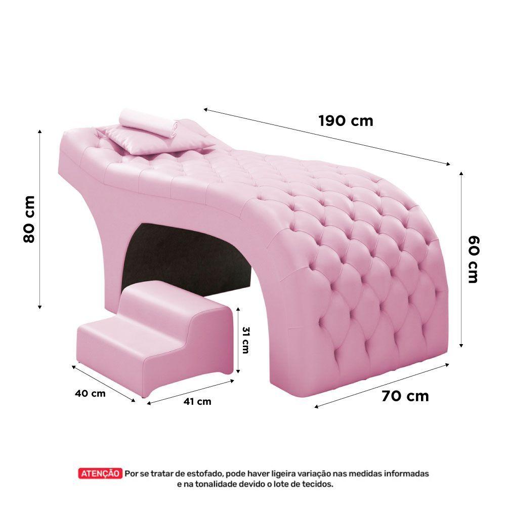 Miniatura Maca Salão De Beleza E Puff 190X70Cm Suede Rosa
