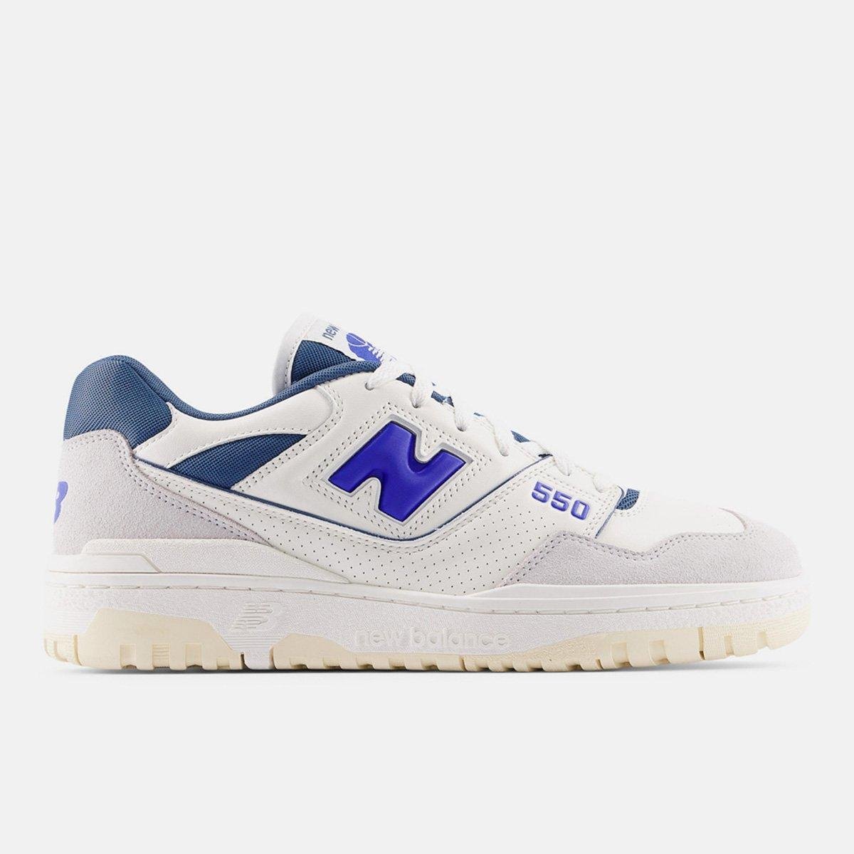 Miniatura Tênis New Balance 550 Unissex Bege+Azul - 34