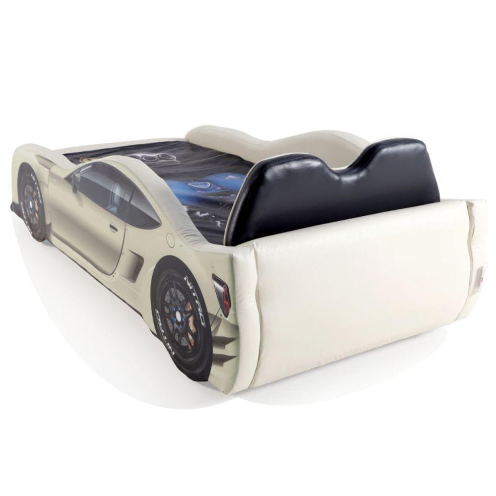 Miniatura Cama Carro Solteiro Z300 Plus - Totalmente Estofada Com Banco Esportivo - Bege