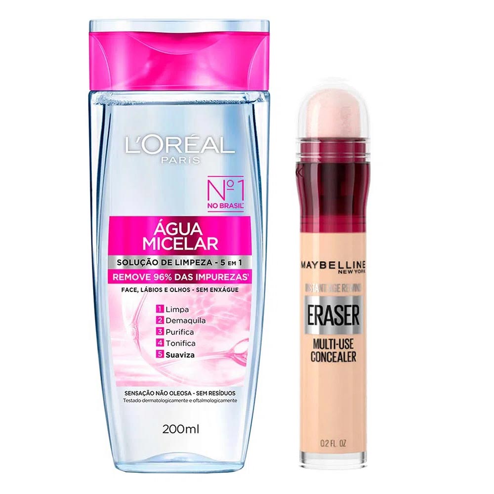 Miniatura L’Oréal Paris + Maybelline Kit - Água Micelar Solução de Limpeza + Corretivo Ivory Kit