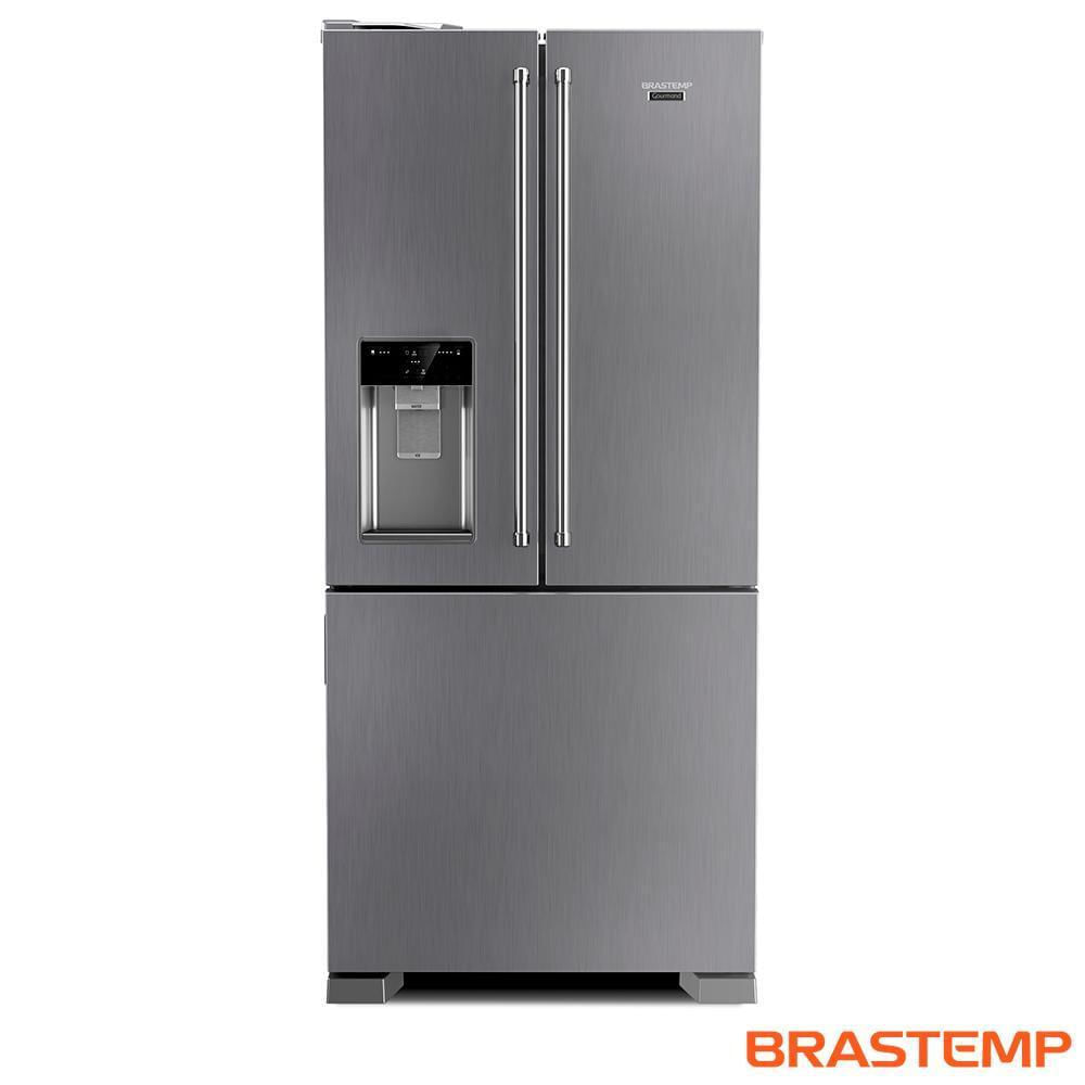 Miniatura Refrigerador Brastemp Gourmand Frost Free French Door Água e Gelo na Porta 515 Litros Inox BRH86AR 220