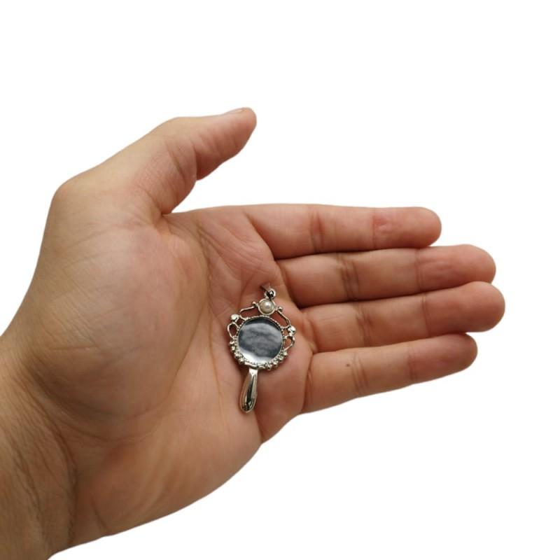 Miniatura Pingente Abebê Iemanjá 4,3 Cm Em Metal Banhado Prateado