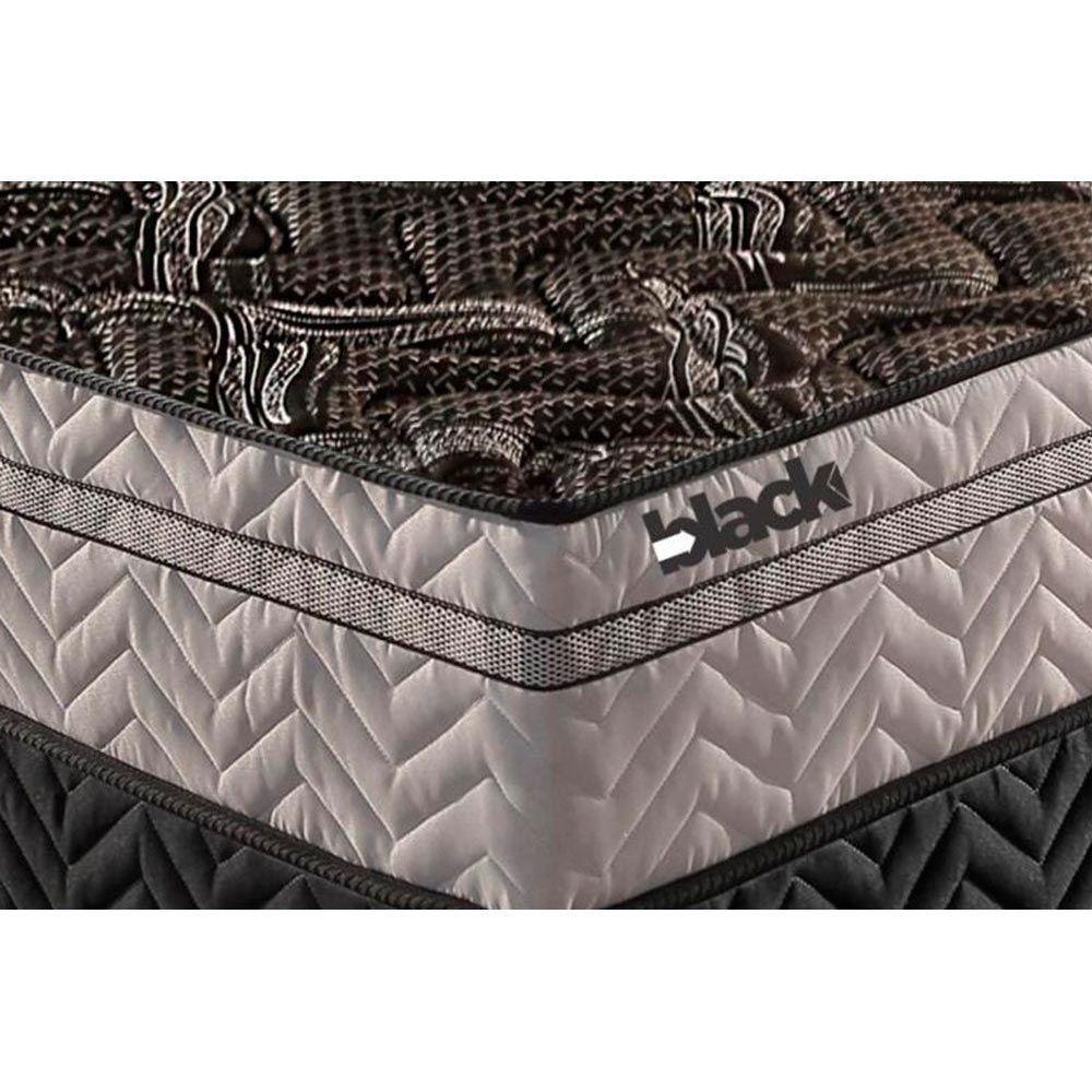 Miniatura Cama Box Queen: Colchão Molas Paropas Extrapedic Uniblack + Base Crc Rústico Black(158X198)