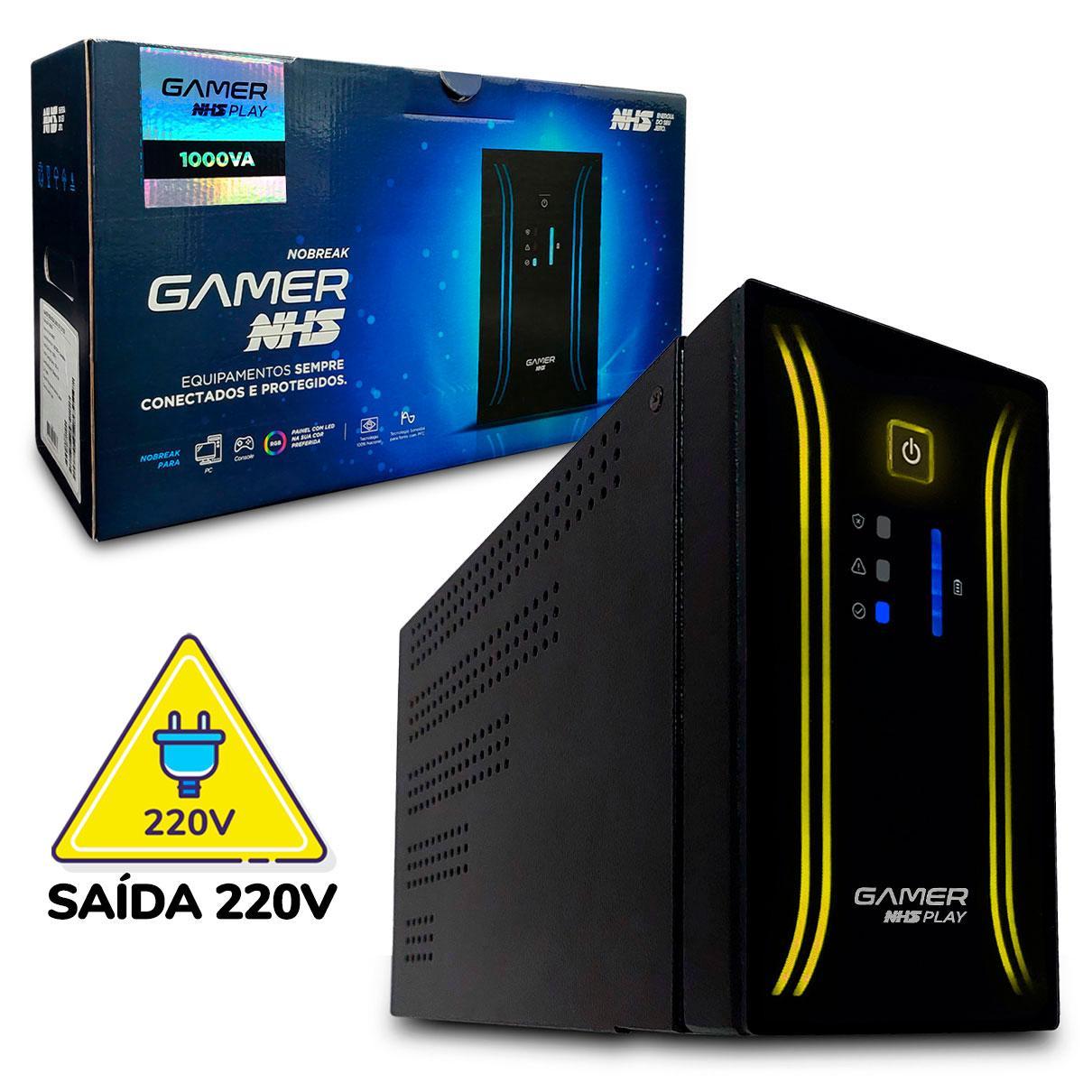 Nobreak Gamer Nhs Play Senoidal 1000Va, Ent. Bivolt, Saída