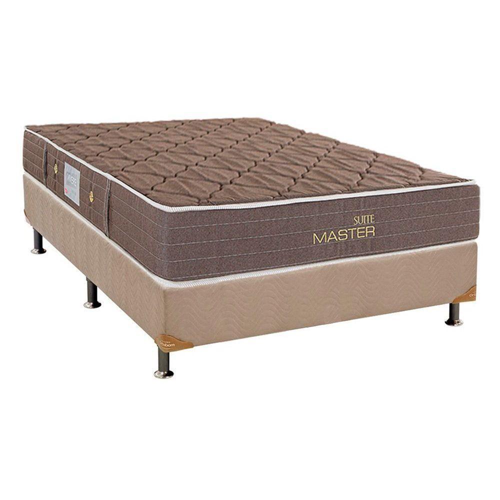 Miniatura Cama Box Casal: Colchão Molas Bonnel Herval Suite Master Plus + Base Crc Suede Clean(138X188)