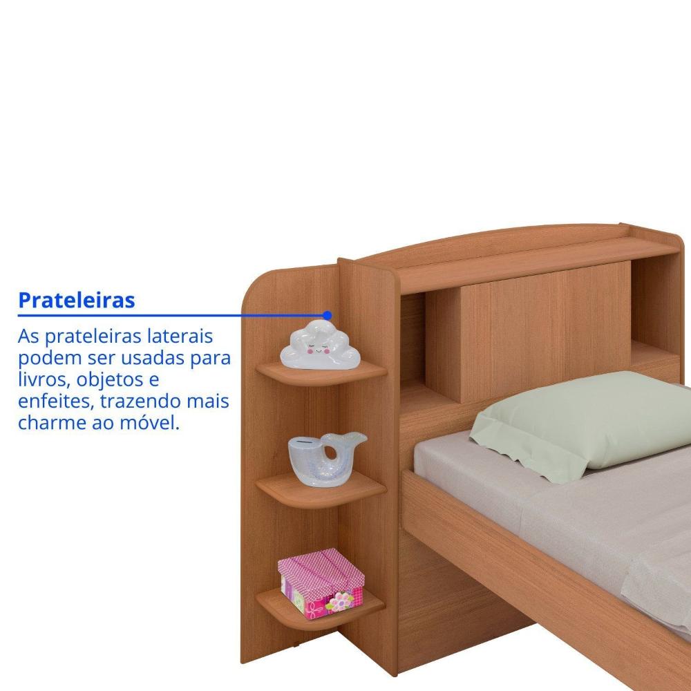Quarto Infantil Completo com Guarda-Roupa Cama 100% MDF e Cômoda Angel Cinamomo / Off White
