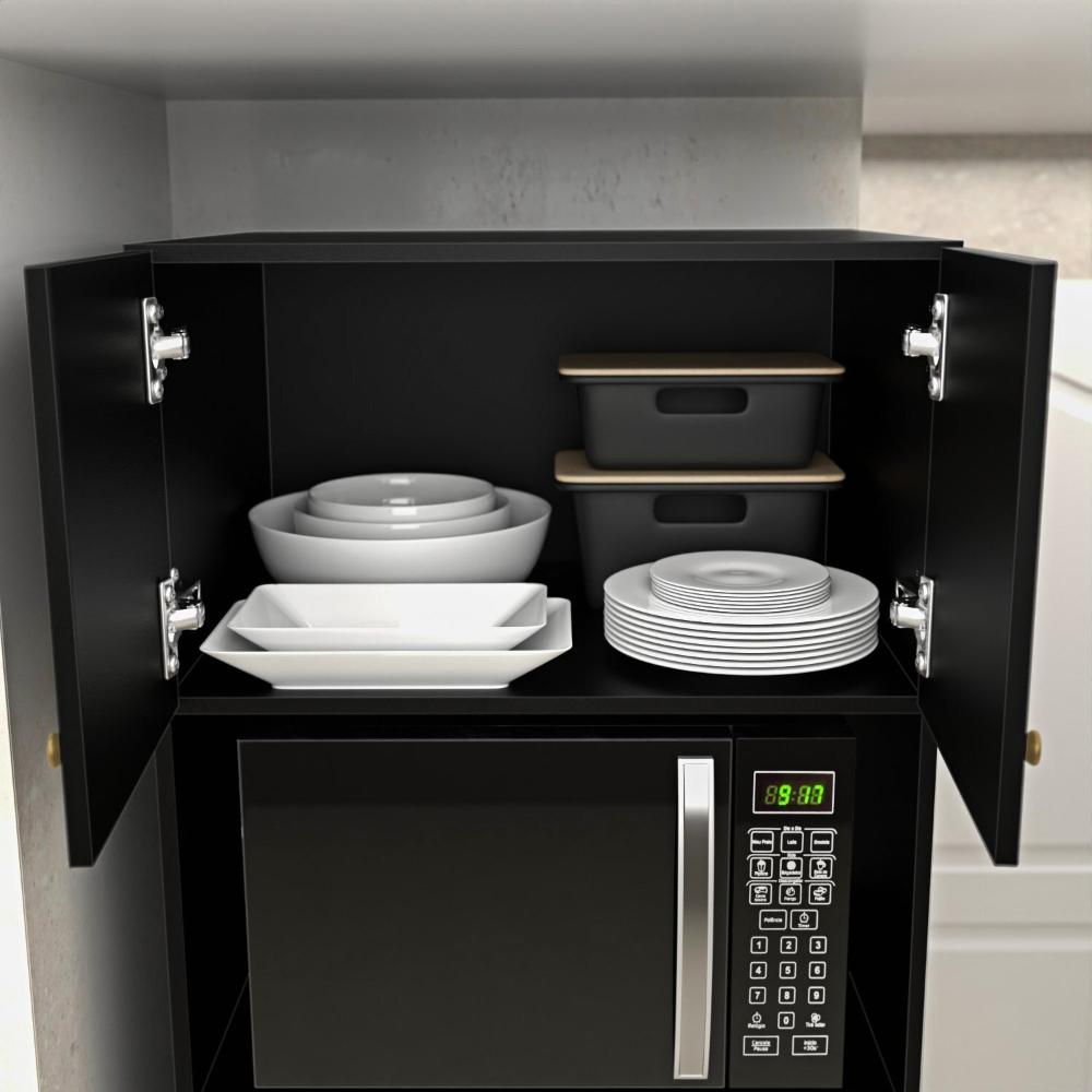Conjunto Cozinha Modular Balcão Cooktop Torre Quente Preto
