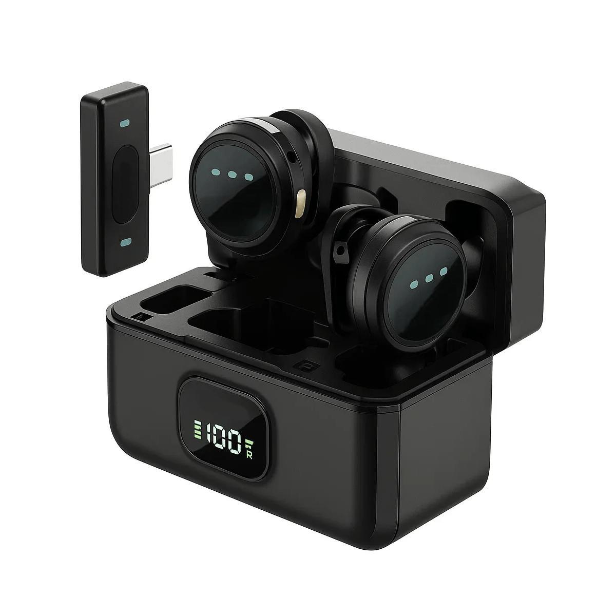 Miniatura Microfone De Lapela Duplo Anti Ruído Sem Fio Redondo Premium