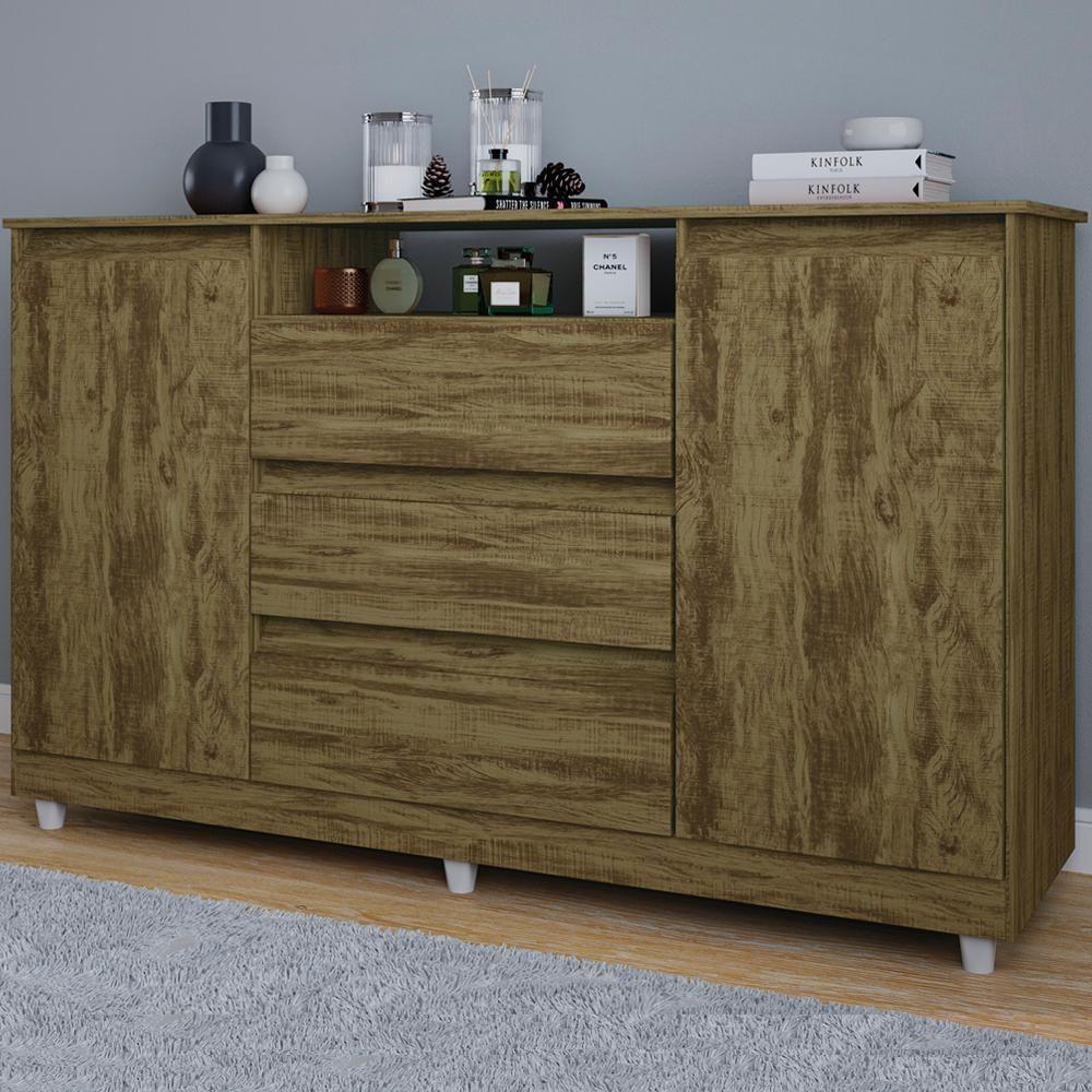 Comoda Sapateira 3 Gavetas 2 Pts Ve83 Amendoa Wood Mpri Amendoa Wood