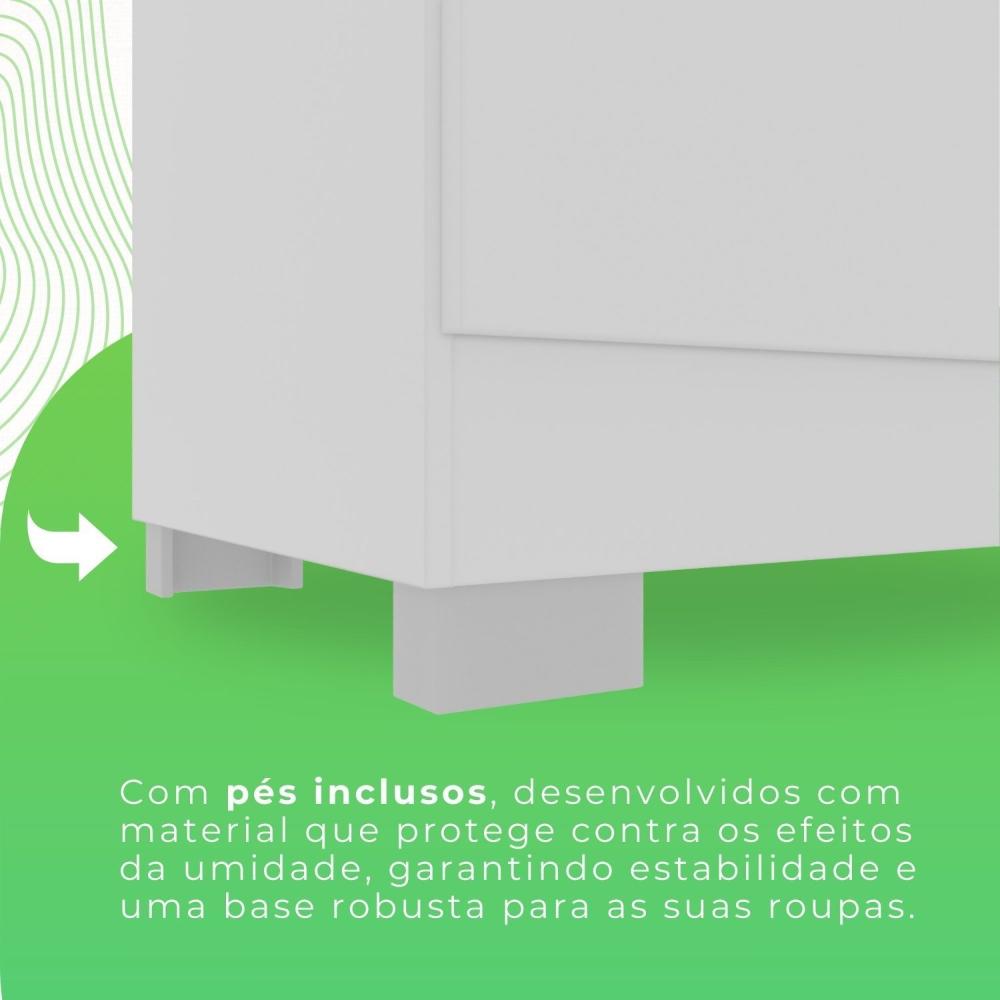 Guarda-Roupa Casal Com Espelho 6 Portas 2 Gavetas França Branco