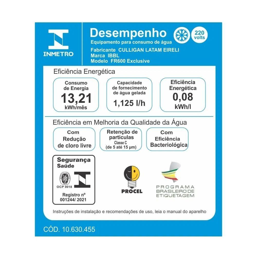 Purificador De Água Gelada Bactericida Fr 600 Exclusive - Ibbl Preto