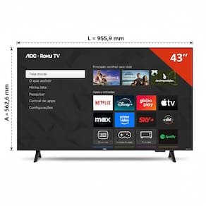 Smart TV 43” AOC 43S5155/78G Full HD LED Wi-Fi Roku TV Dolby Audio