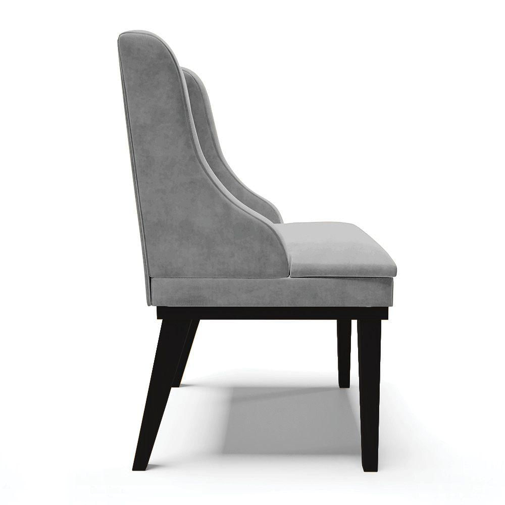 Cadeira De Jantar Suede Cinza Base Fixa Madeira