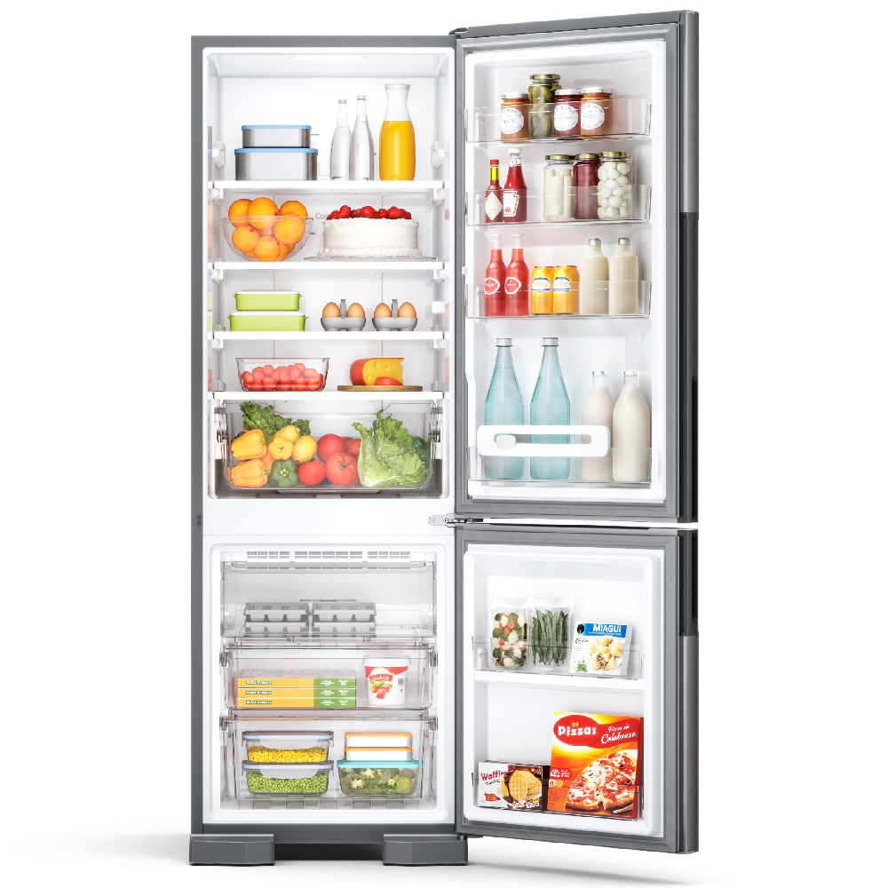 Miniatura Geladeira Consul Frost Free Duplex 397 litros Evox com freezer embaixo - CRE44BK 110V