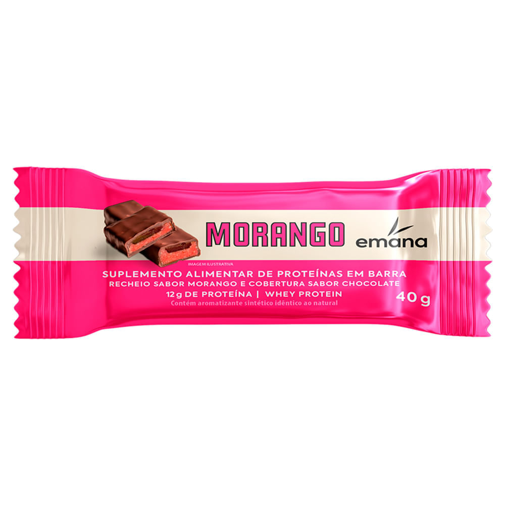 Miniatura Barra de Proteína Emana Sabor Morango com Chocolate 12g de Proteína 40g