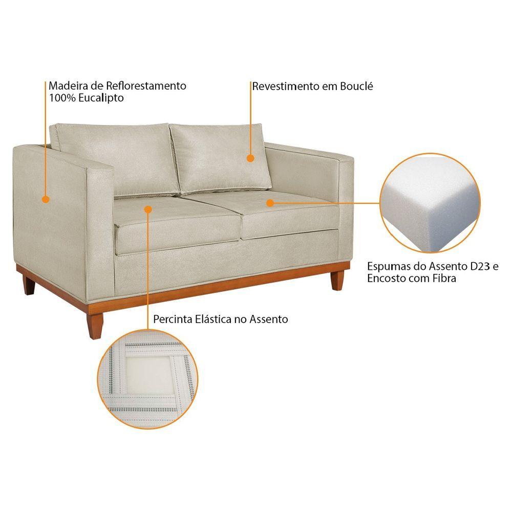 Miniatura Kit Sofa 3 Lugares E 2 Poltronas Europa 180 Cm Bouclé Adj Decor Bege