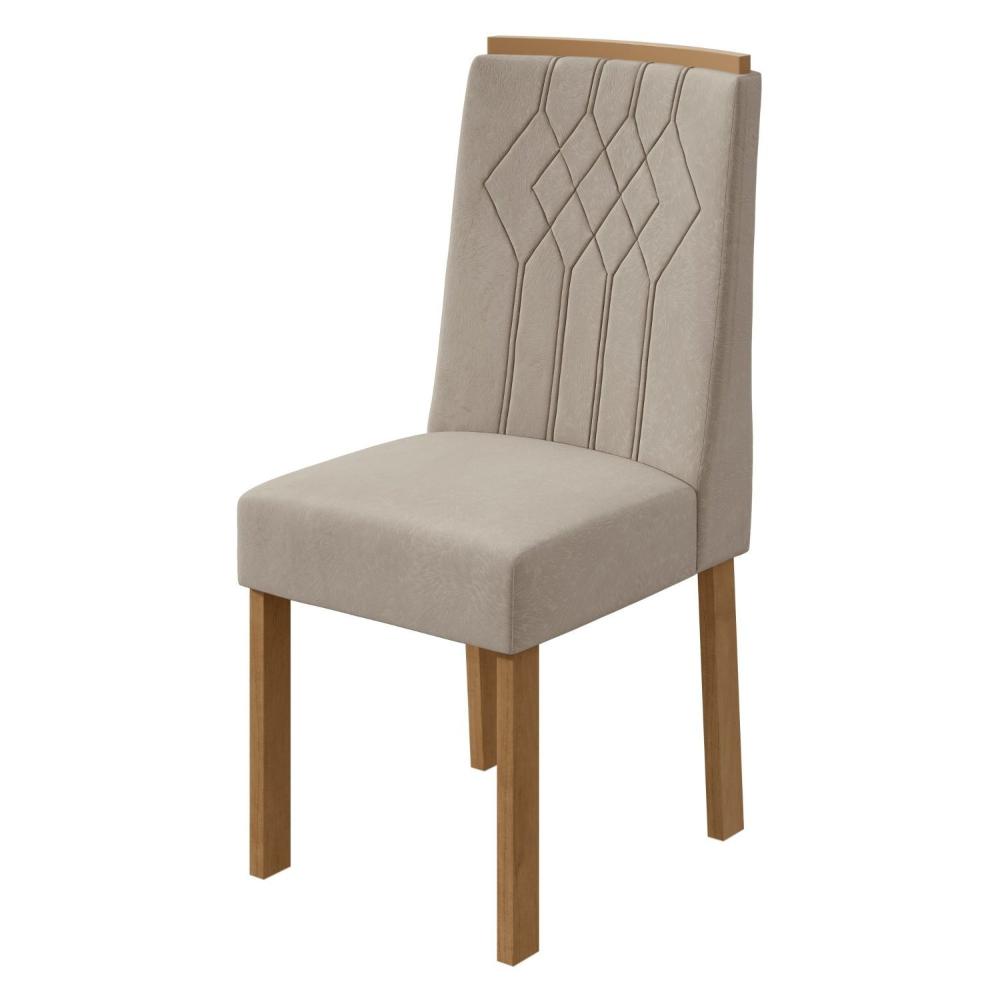 Miniatura Conjunto 4 Cadeiras Exclusive Móveis Lopas Amêndoa Clean/Veludo Naturale Creme