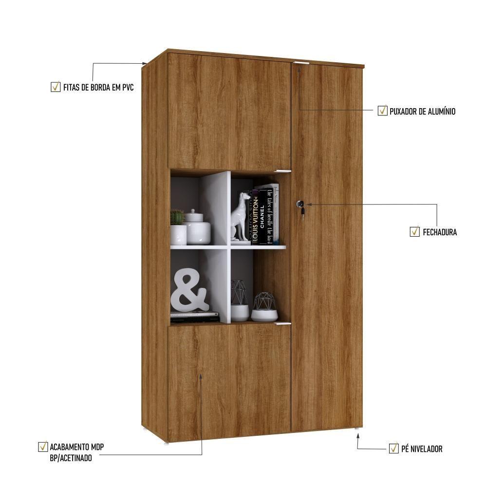 Miniatura Armário Alto Com nicho E 03 Portas 161,5x90x42cm Wlan90 Lâmina Mel - Branco