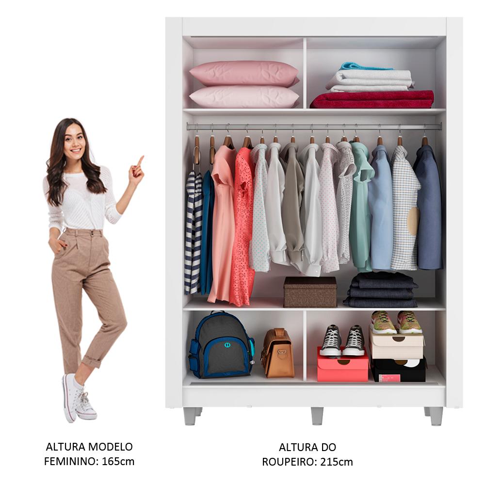 Miniatura Guarda-Roupa Solteiro Madesa Denver 2 Portas de Correr de Espelho com Pés - Branco Branco