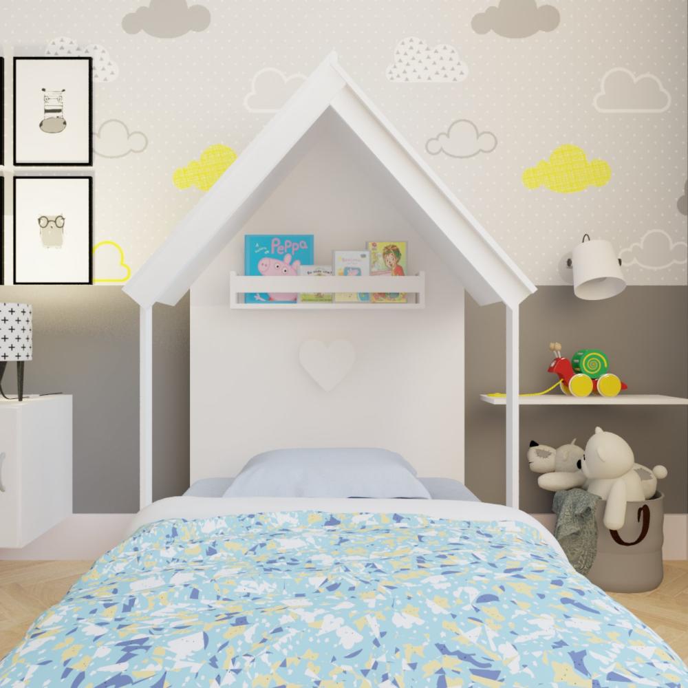 Miniatura Cama Infantil 1 Prateleira Casinha Helena Bramov Móveis Branco