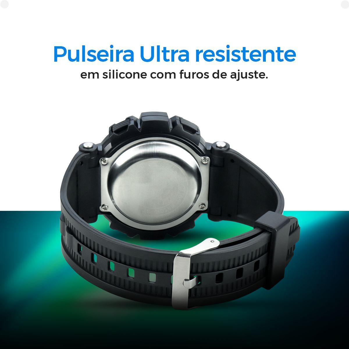 Miniatura Relogio Digital Led Infantil Silicone Preto Criança + Caixa