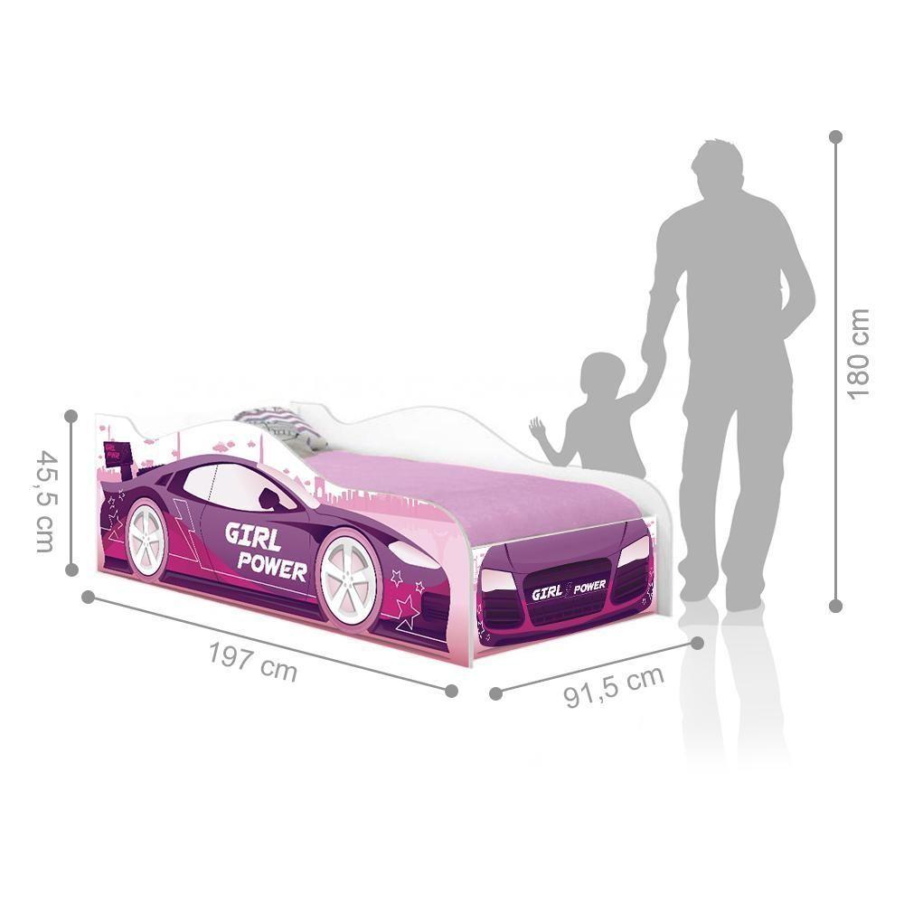 Miniatura Cama Carro Menina Rosa Kids Solteiro