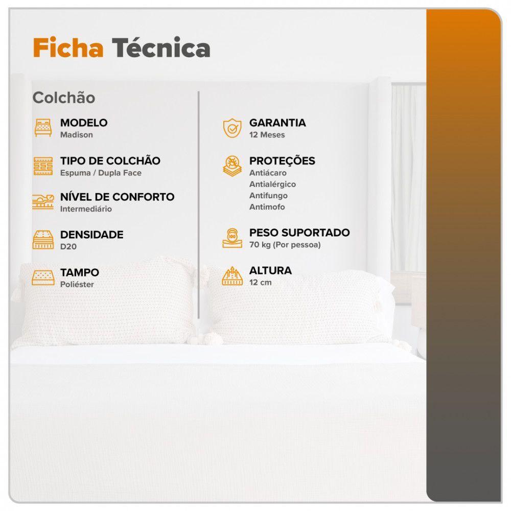 Miniatura Colchão Casal Zidi Madison Espuma D20 138x188x12cm Preto Casal