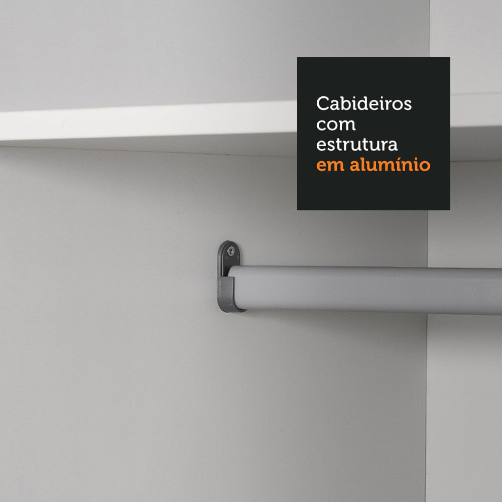 Guarda Roupa Casal 100% MDF Madesa Zurique 3 Portas de Correr com Espelhos Branco/Preto Cor:Branco/Preto